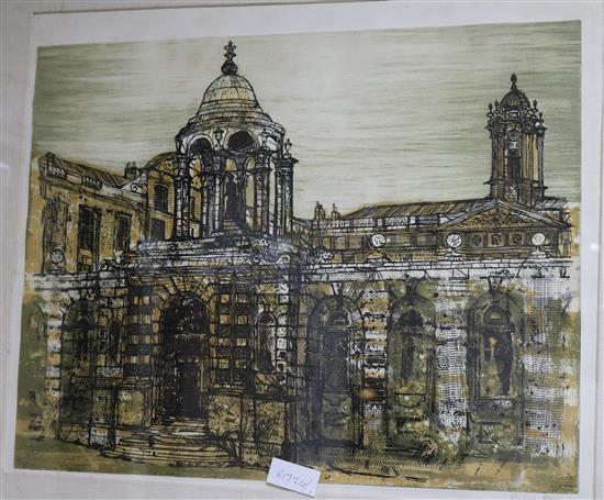 Richard Beer, aquatint, Cambridge University, signed and numbered, 49 x 60cm